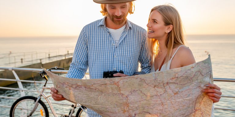 couple looking at a map